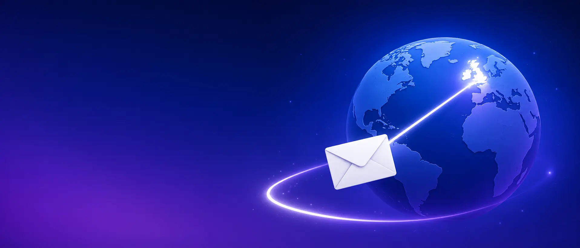 Globe with envelope — send a letter to the UK from anywhere in the world