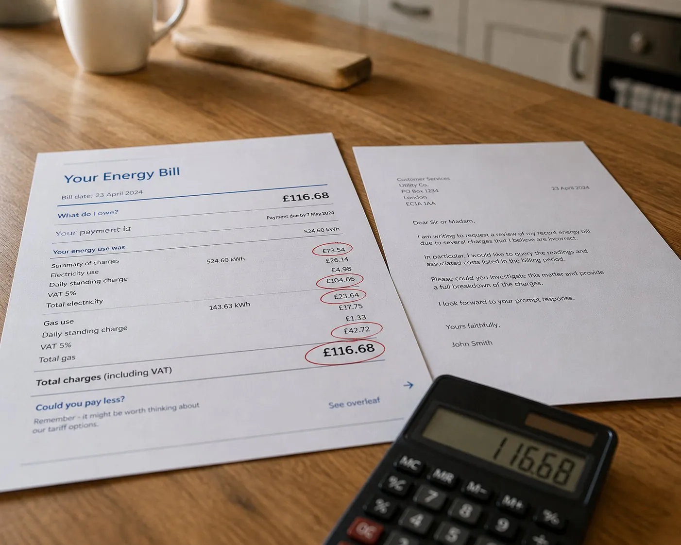 Incorrect bill dispute letter illustration