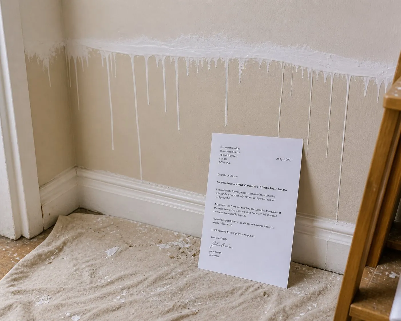 Person writing a poor service complaint letter at a desk